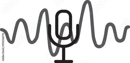 Microphone with Audio Waveform – Voice Recording, Sound Recognition, and Podcasting Icon for Audio Technology

