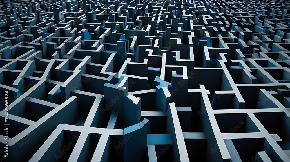 Fototapeta premium Complex 3D Maze Navigating the Intricacies of a Labyrinthine Puzzle