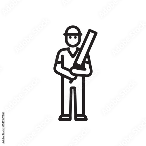 Construction worker holding a large tool for site tasks and tasks