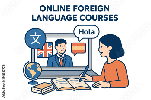 Concept of learning foreign languages through online courses and distance education