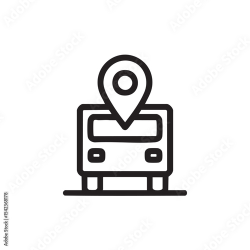 Bus with location pin symbol for navigation service purpose