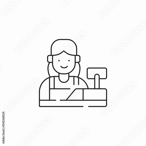 female cashier register icon sign vector