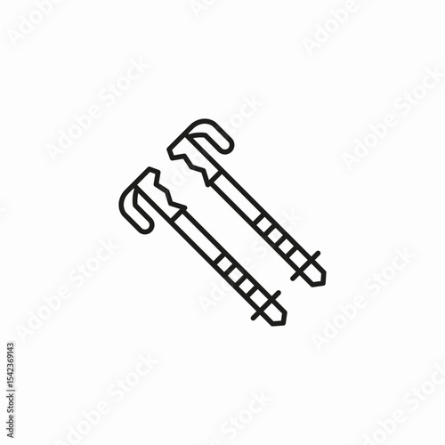 hiking walking poles icon sign vector