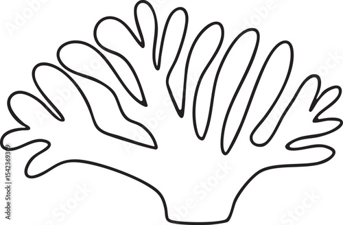 Coral outline vector illustration Hand-drawn art line Great for coloring book, greeting cards, educational material, kids party invitations