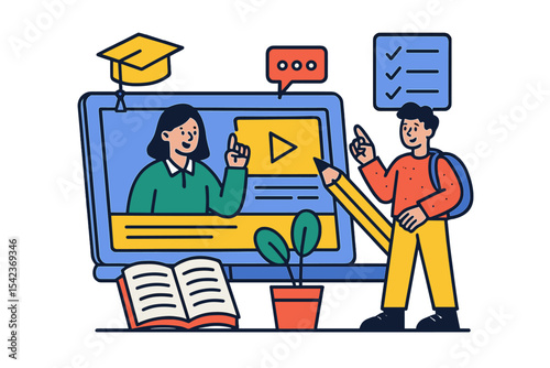 Online school services website embracing neubrutalism concept offers interactive learning and study