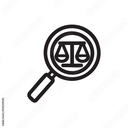 Legal symbol under magnifying glass highlighting justice concept