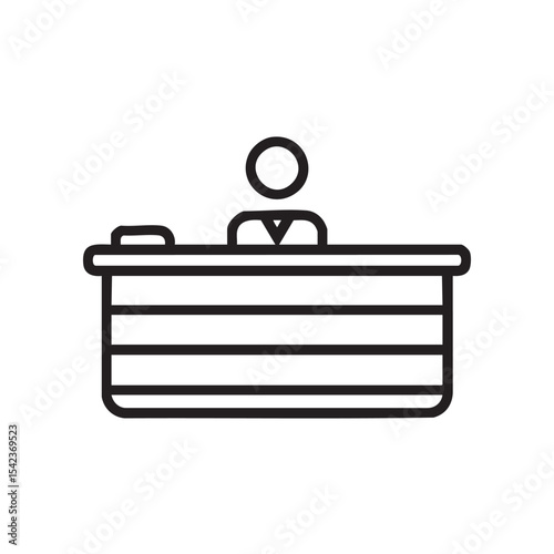 Office reception desk with a professional staff member serving clients
