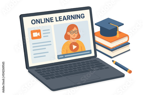 The concept of online learning involves the process of remote self-education through various digital platforms and tools, including laptops with educational programs and apps, often represented by