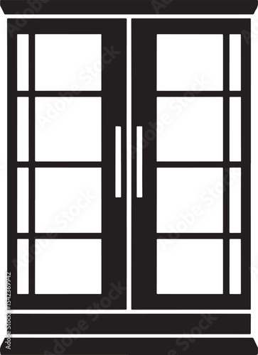 Classic double door display cabinet icon illustration