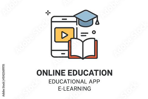 Icon for online education, educational application, and e-learning platform