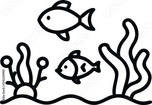 Vector illustration set of funny cartoon sea animals