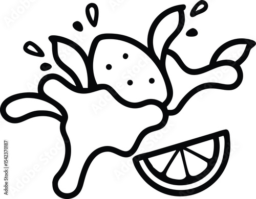 Funny cartoon sea animal vector illustration with an octopus and fish silhouette design