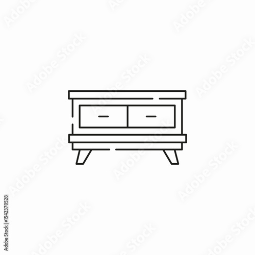 wooden dresser drawers icon sign vector