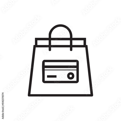 Shopping bag with credit card for online purchasing and transactions