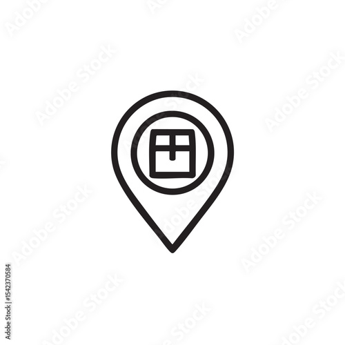 Delivery location marker with package symbol for tracking