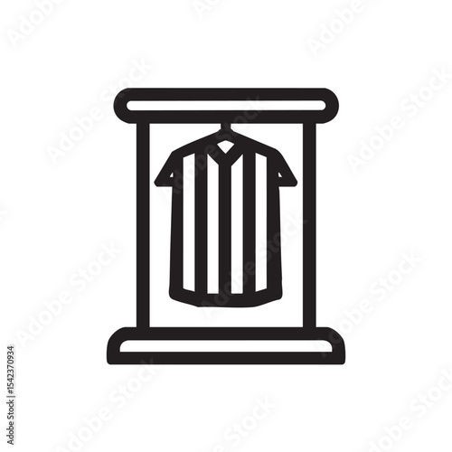 Striped jersey displayed on a retail clothing rack
