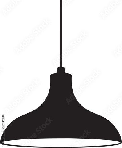 Simple black pendant lamp silhouette icon illustration