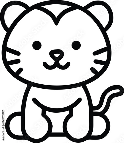 Cute, funny baby animal cartoon character vector illustration with a sweet, smiling cat and dog monster mascot design