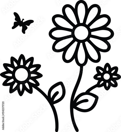 A vibrant vector floral pattern illustration, showcasing a beautiful set of flower and leaf elements for your spring and summer design decoration needs
