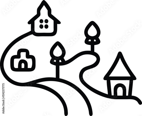 Old house vector illustration with lamp, a residential building icon