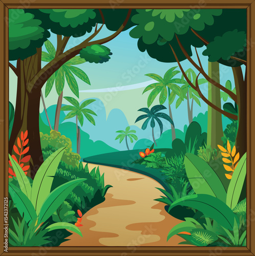 tropical landscape with palm trees