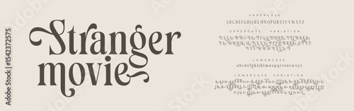 Elegant Font Uppercase Lowercase And Number. Minimal modern urban fonts for logo, brand etc. Typography typeface uppercase lowercase and number. vector illustration | Stranger movie Variation 
