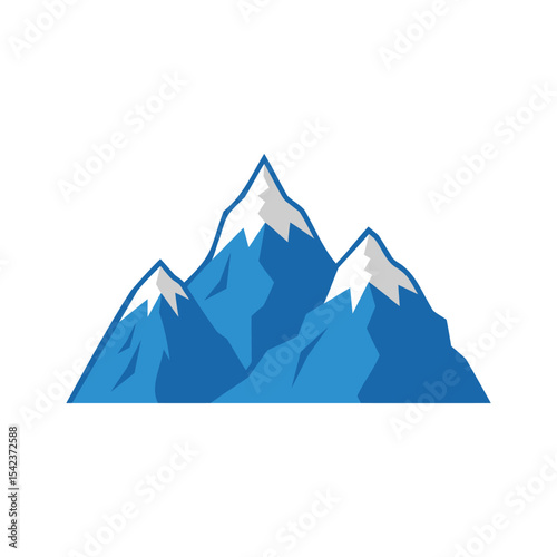 Blue Mountain Icon Vector Snowy Peak, Nature, Adventure, and Outdoor Landscape Symbol