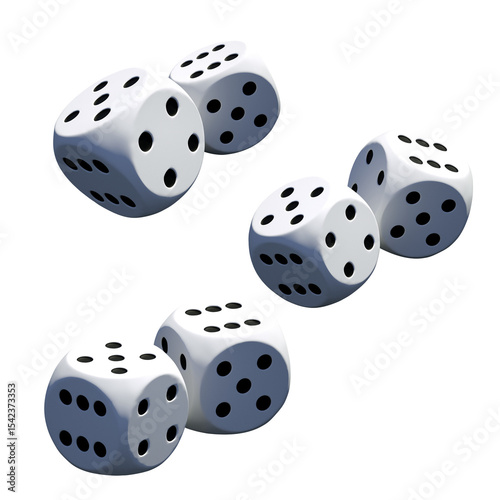 Realistic White Dice Set – Gambling and Board Game Elements