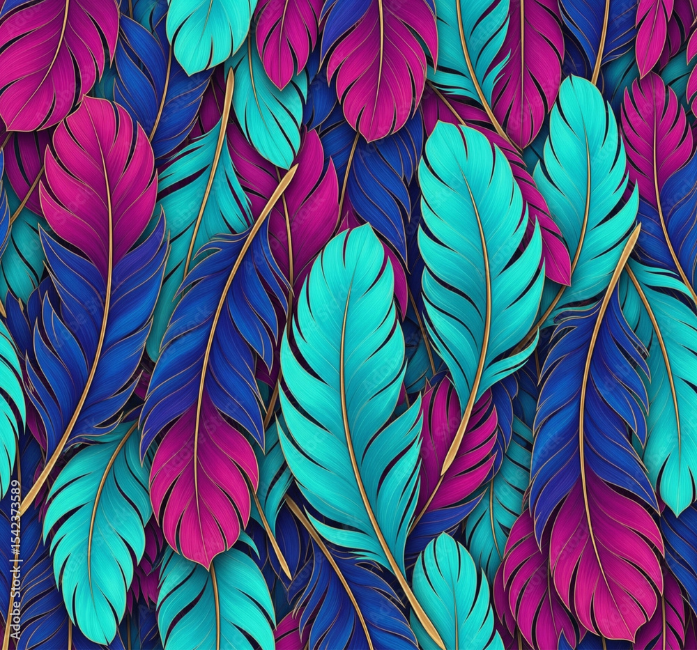 custom made wallpaper toronto digitalVibrant Abstract Feather Pattern