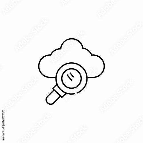 cloud search magnifier icon sign vector