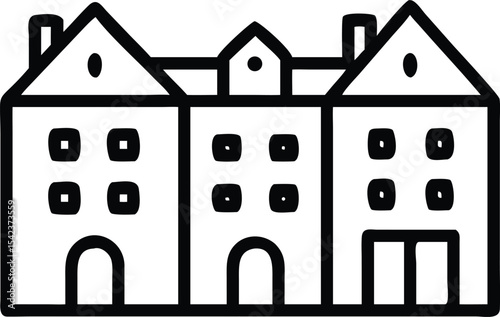 Black and white vector house illustration for a home design and construction business icon