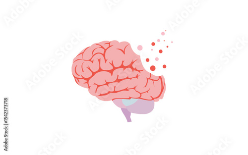 isolated high-res realistic brain vector icon illustration, depicting mental health and therapy in a transparent background