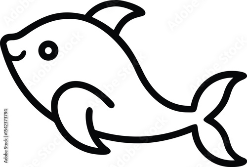 Funny fish cartoon vector illustration featuring a cute sea animal design with a happy smile, perfect for ocean-themed art and fun wildlife drawings
