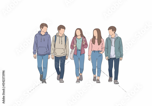 Minimalist Handdrawn Active People Jumping Rope Illustration Various Pose