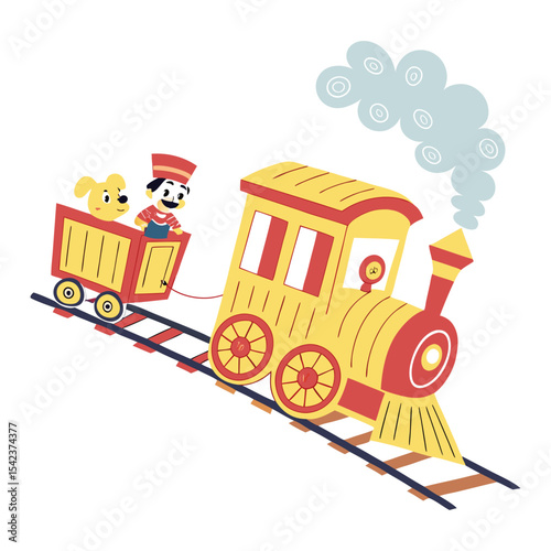 A colorful picture of a train vector illustration in the  white background
