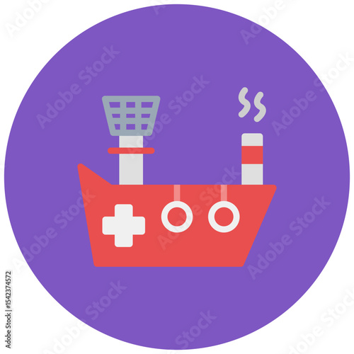 Rescue Boat icon vector image. Can be used for Emergency Service.