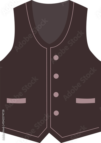 Dark brown waistcoat. Formal clothing item. For menswear collections and smart outfits.