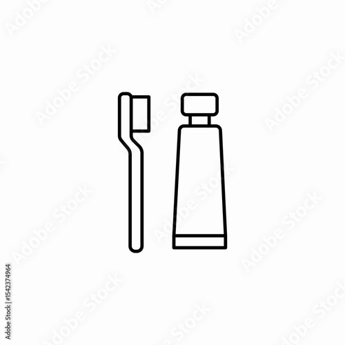 toothbrush toothpaste set icon sign vector