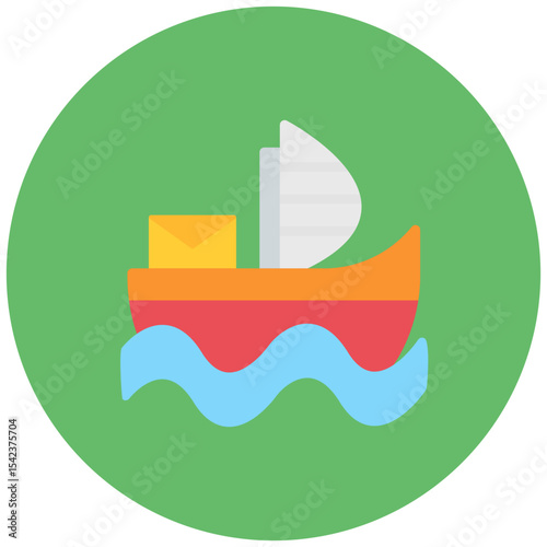 Mail Boat icon vector image. Can be used for Postal Service.