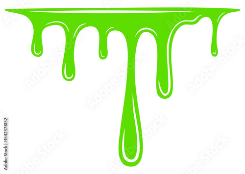 Green slime or paint dripping, isolated 