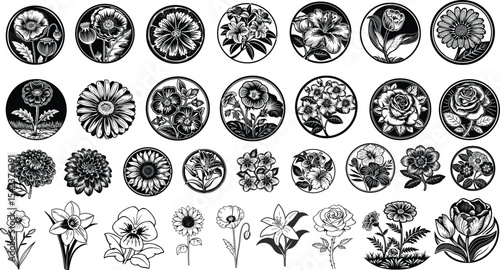 Set of flower icons. Linear icon collection. Editable stroke. Vector illustration, flower icons
