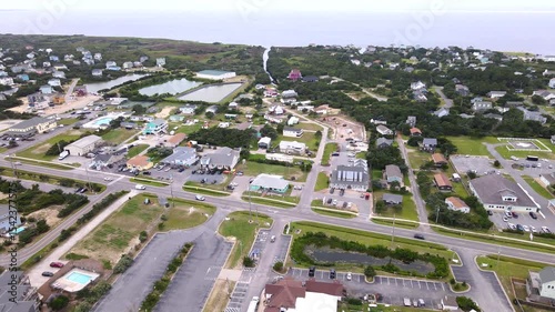 An aerial view of Avon, North Carolina, showing the homes and architecture of the town.
