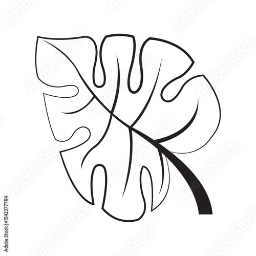 monstera leaf icon illustration design template