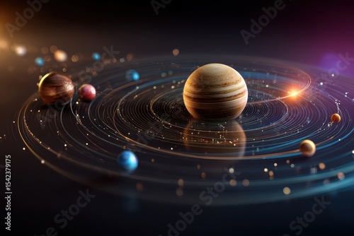 Model of planets rotating in their orbits showcases the dynamic movement of celestial bodies in our solar system