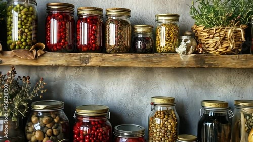Rustic Kitchen Pantry: Preserved Foods and Harvest Bounty