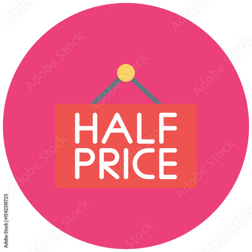 Half Price icon vector image. Can be used for Product Management.