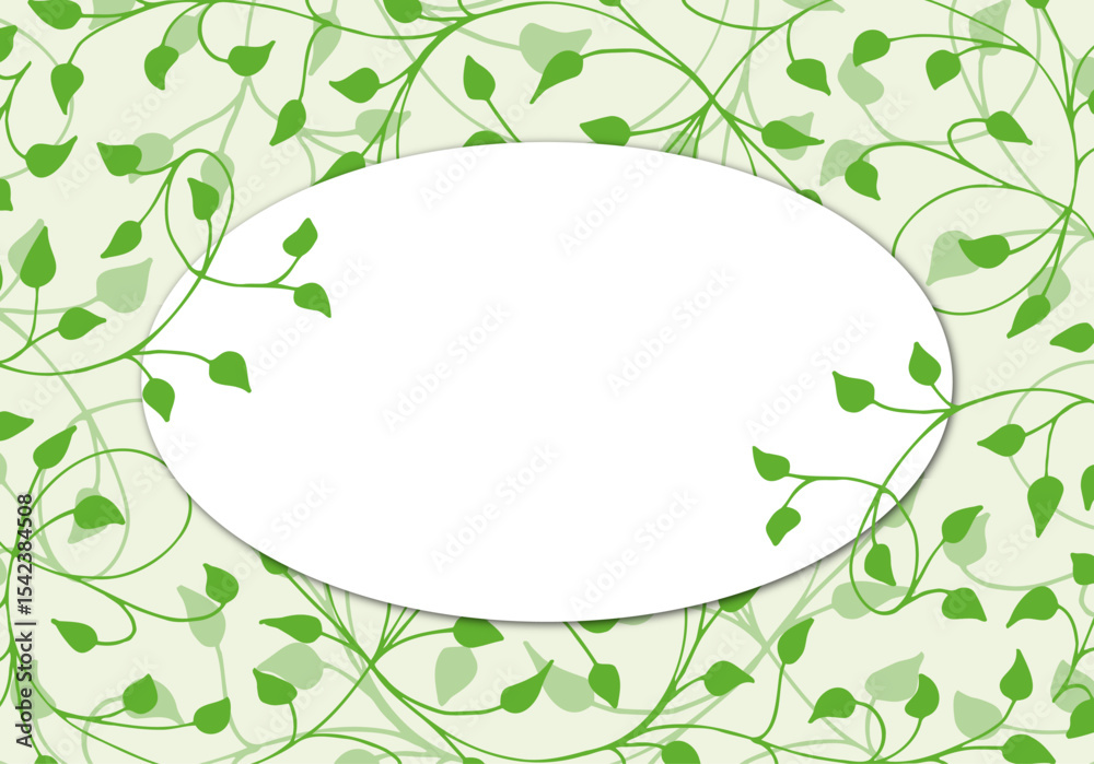 Obraz premium Spring green, light, soft frame of floral tree branch, leaf, plants. Hand drawing doodles of botanical elements. Text box