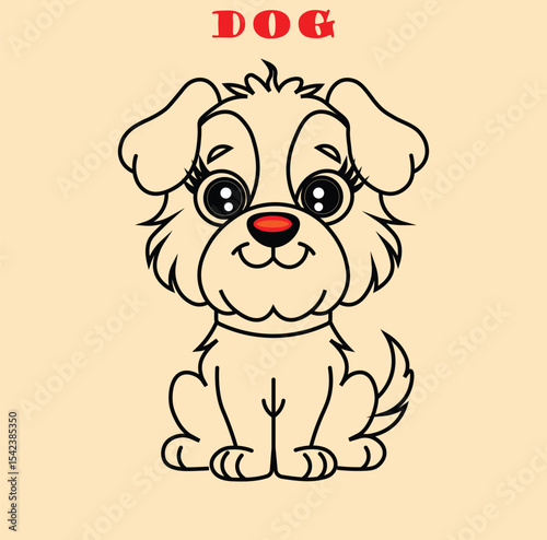 A dog logo line art vector illustration .