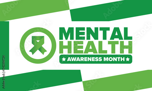 Mental Health Awareness Month in May. Annual campaign in United States. Raising awareness of mental health. Control and protection. Prevention campaign. Medical health care design. Vector illustration