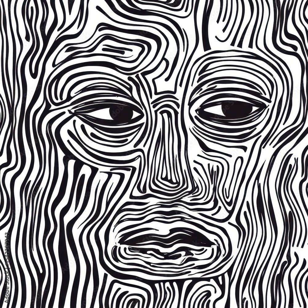 Obraz premium Artistic Ink Markings. Hand-Drawn Abstract Textured Background with Bold Black Lines and Strokes